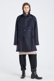 Dark blue wool coat with detachablee sleeves
