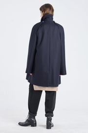 Dark blue wool coat with detachablee sleeves