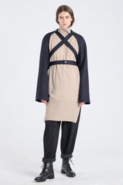 Dark blue wool coat with detachablee sleeves