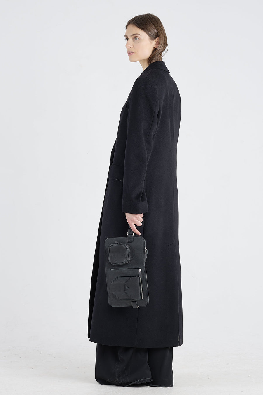 Black wool&cashmere tailored coat