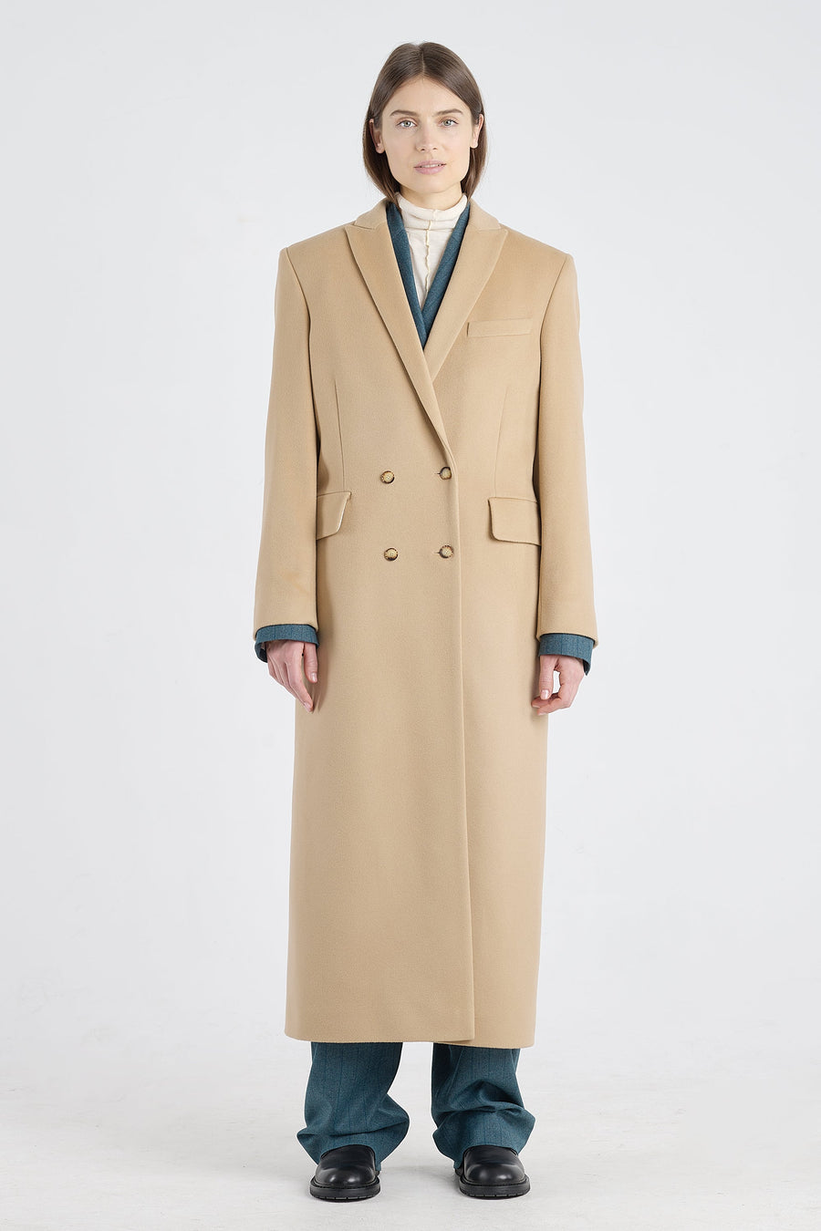 Oatmeal wool&cashmere tailored coat