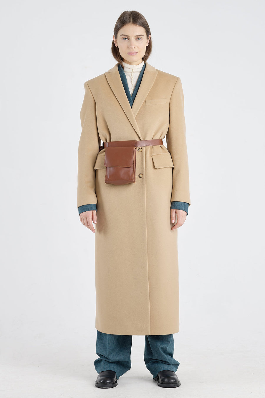 Oatmeal wool&cashmere tailored coat