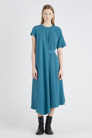 Teal green acetate asymmetric dress