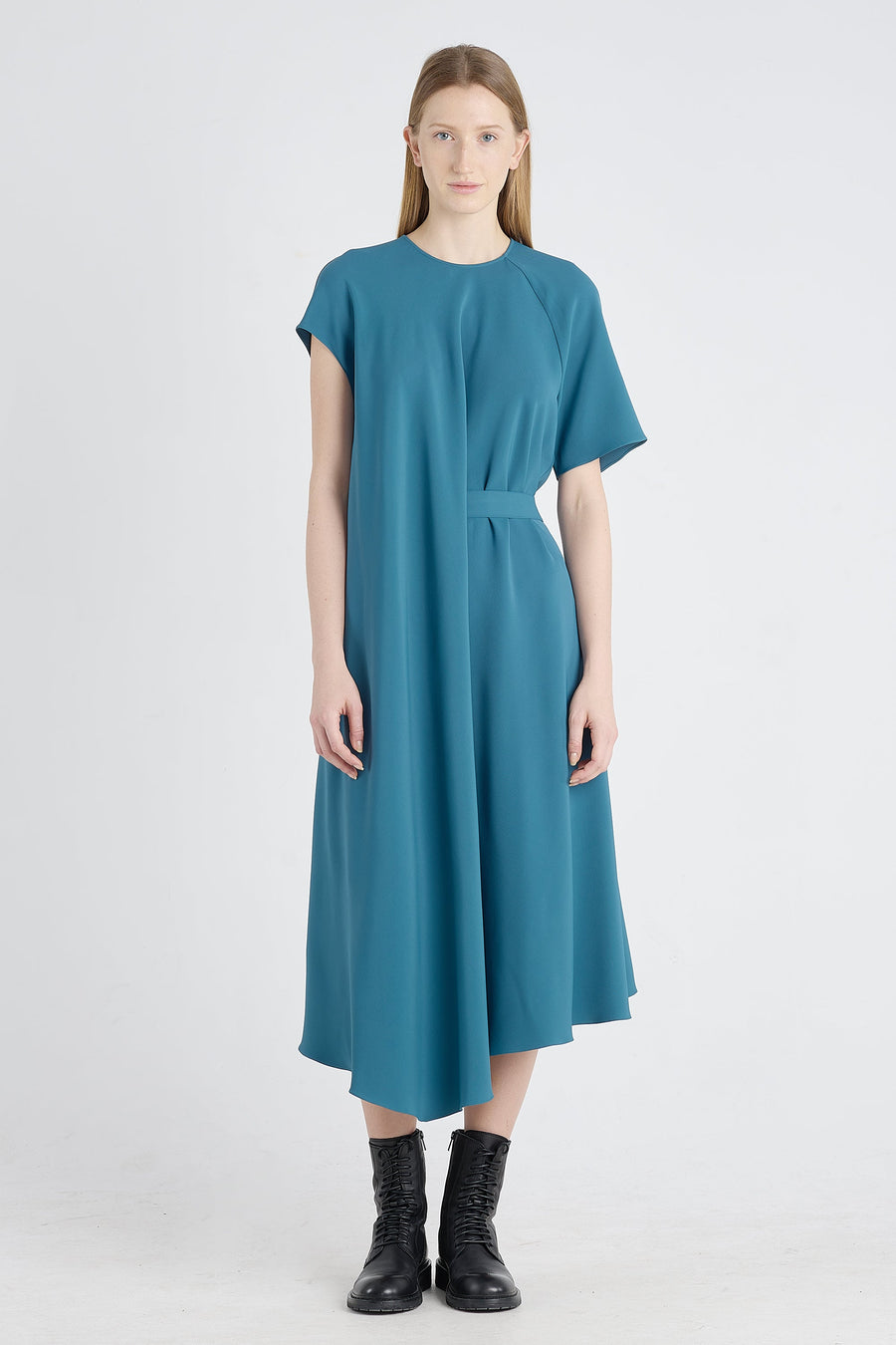Teal green acetate asymmetric dress