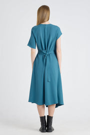 Teal green acetate asymmetric dress