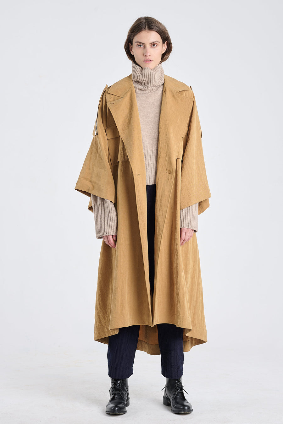 Tawny beige lyocell coat dress