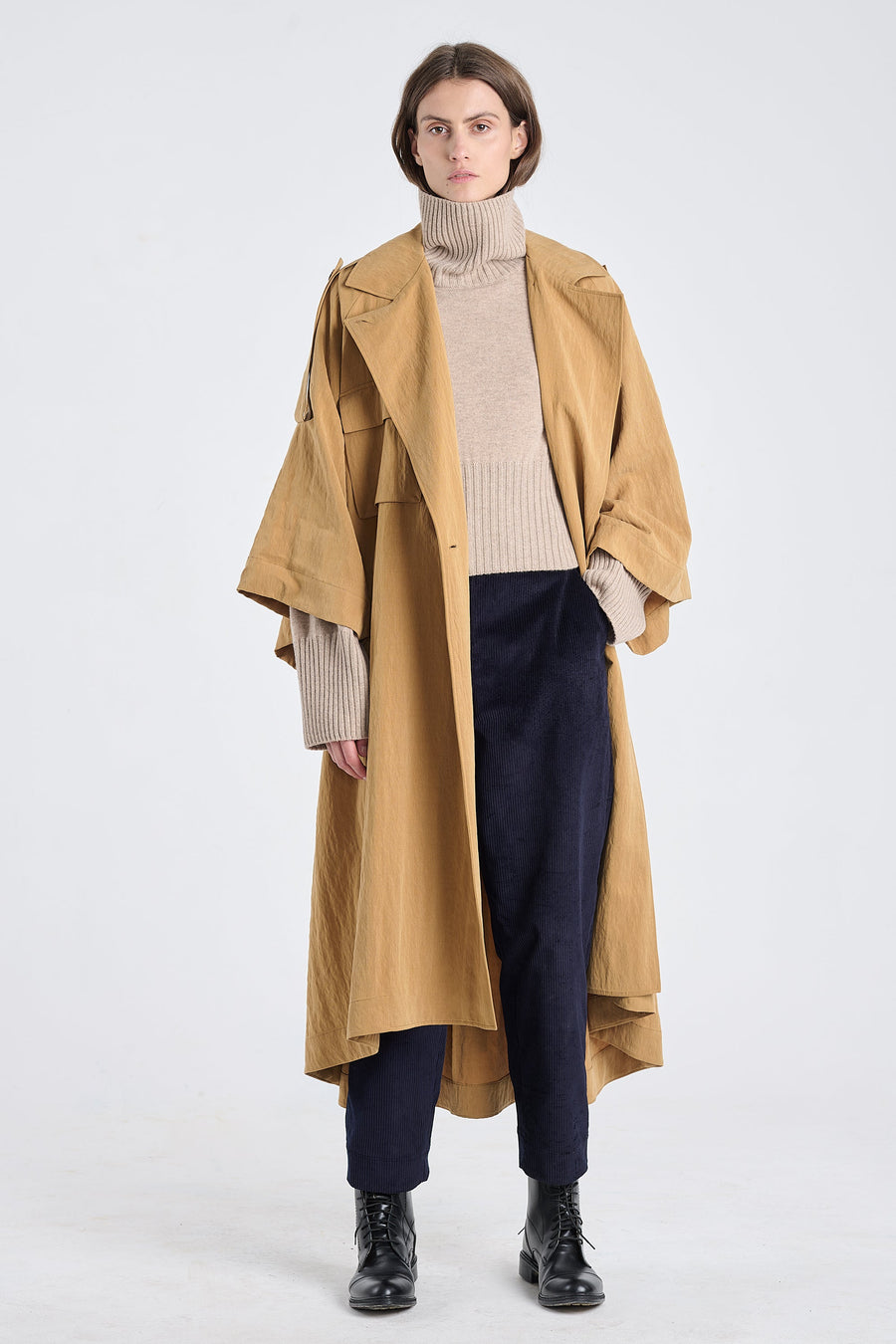 Tawny beige lyocell coat dress