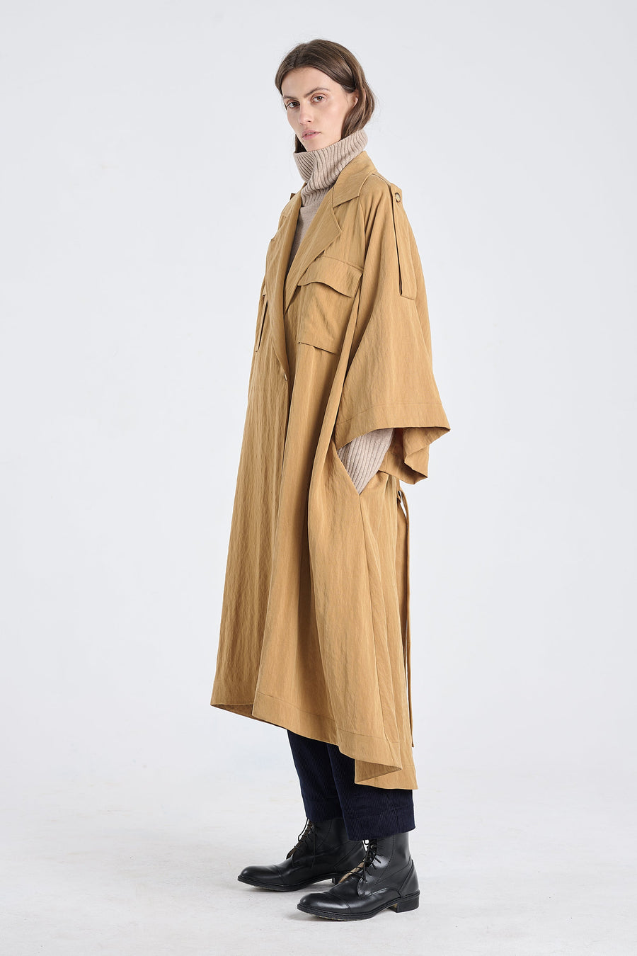 Tawny beige lyocell coat dress