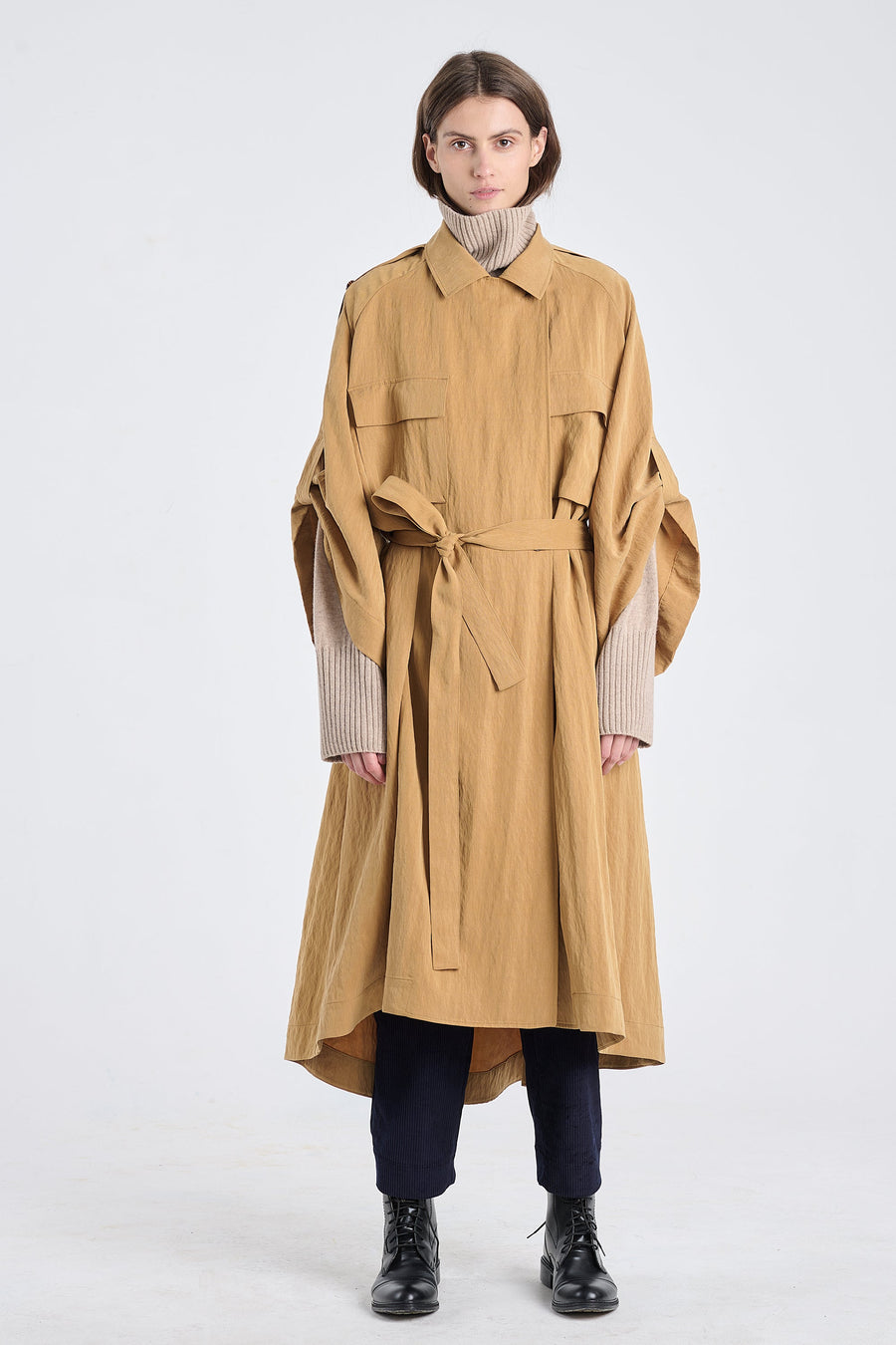 Tawny beige lyocell coat dress