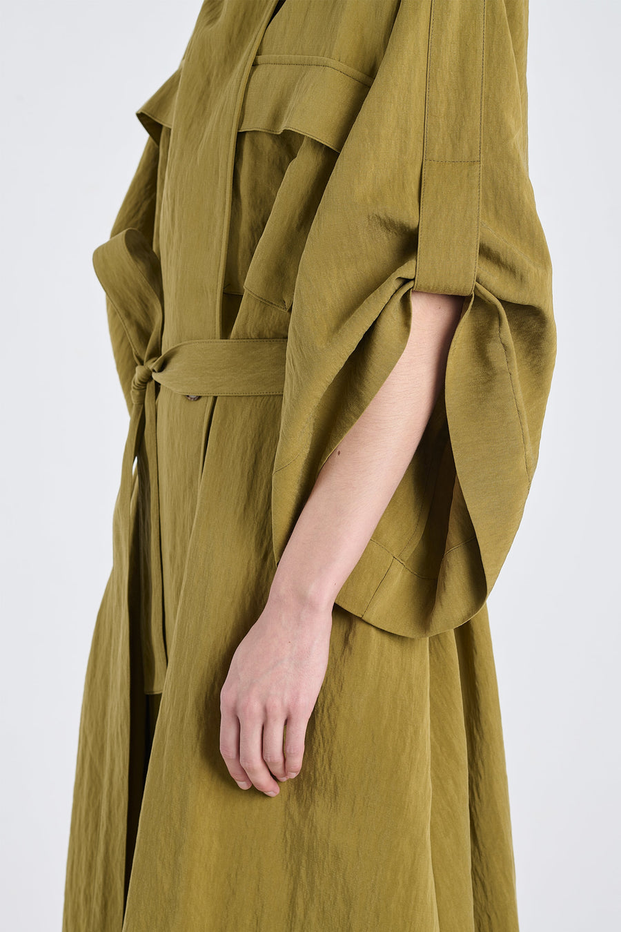 Khaki lyocell coat dress