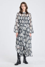 Pastel printed chiffon scarf dress