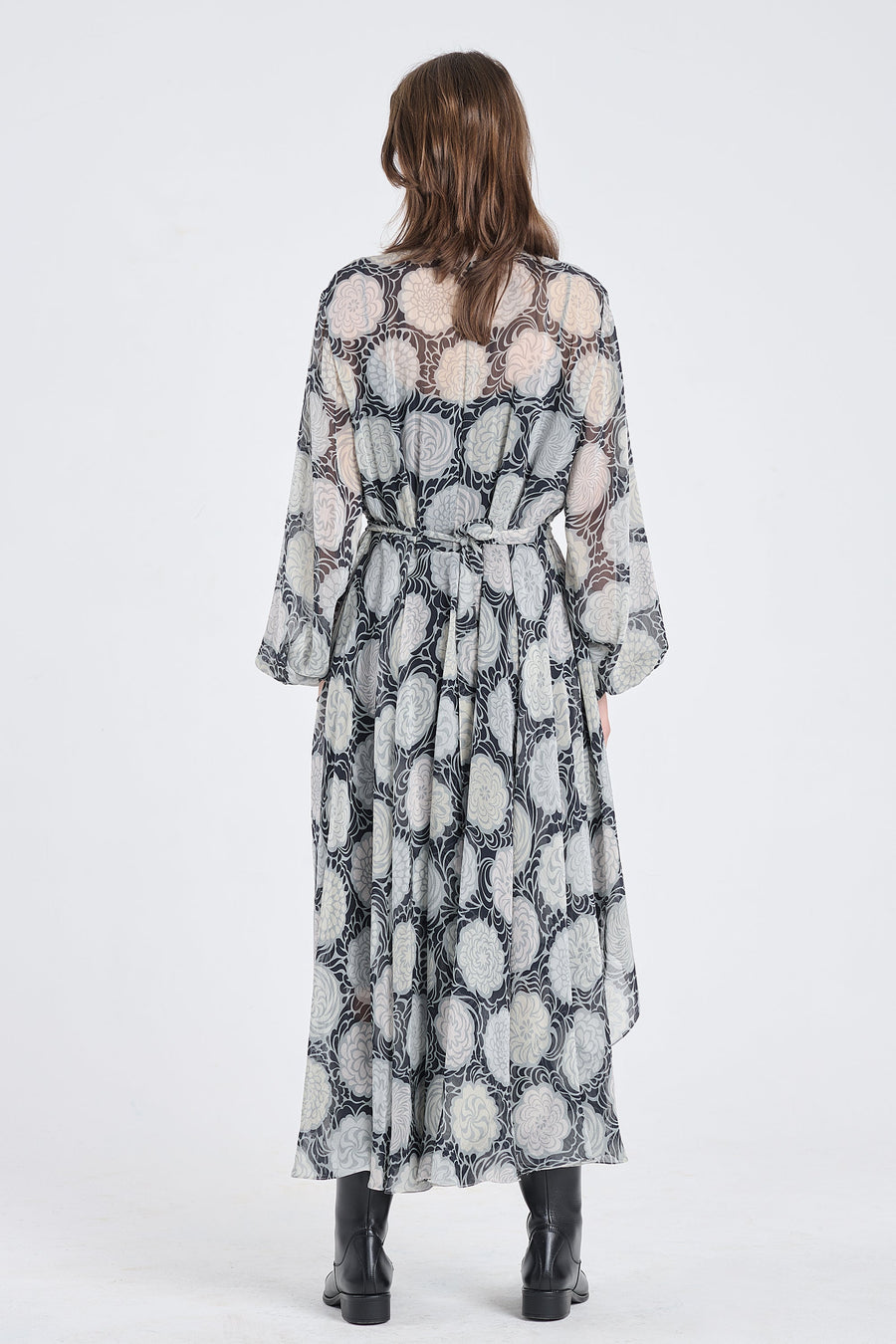Pastel printed chiffon scarf dress