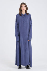 Blue tencel slit sleeve dress