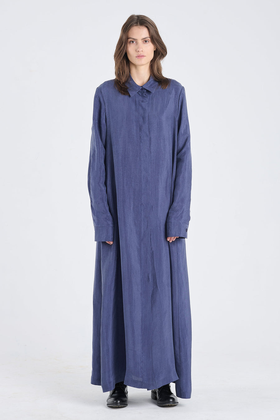Blue tencel slit sleeve dress