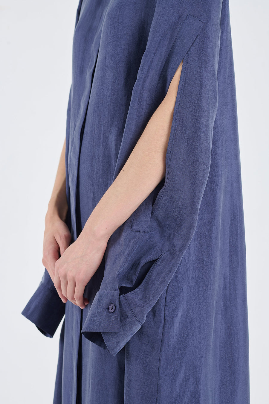 Blue tencel slit sleeve dress