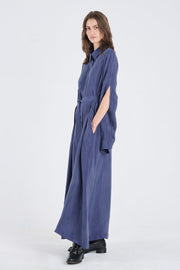 Blue tencel slit sleeve dress