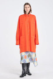 Luminous red luxury cotton shirt dress
