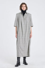 Salt&pepper wool dress with shoulder pads
