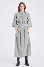 Salt&pepper wool dress with shoulder pads