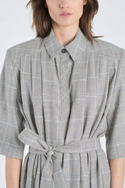 Salt&pepper wool dress with shoulder pads