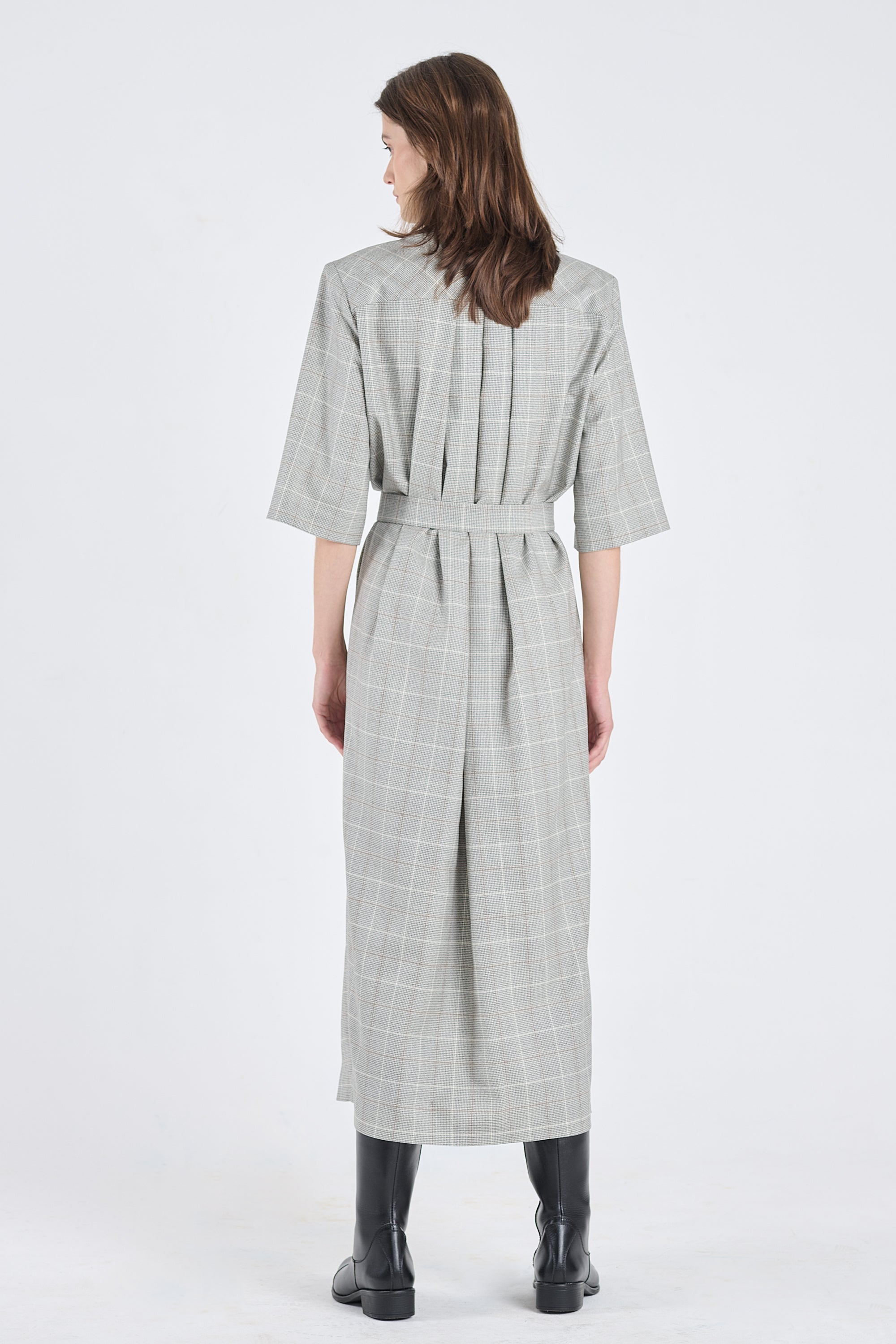 Salt&pepper wool dress with shoulder pads