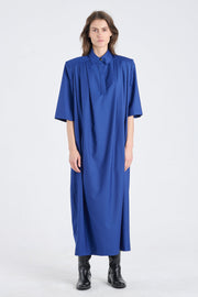 Ultramarine wool dress with shoulder pads