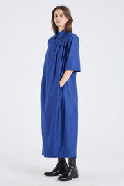Ultramarine wool dress with shoulder pads