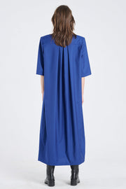 Ultramarine wool dress with shoulder pads