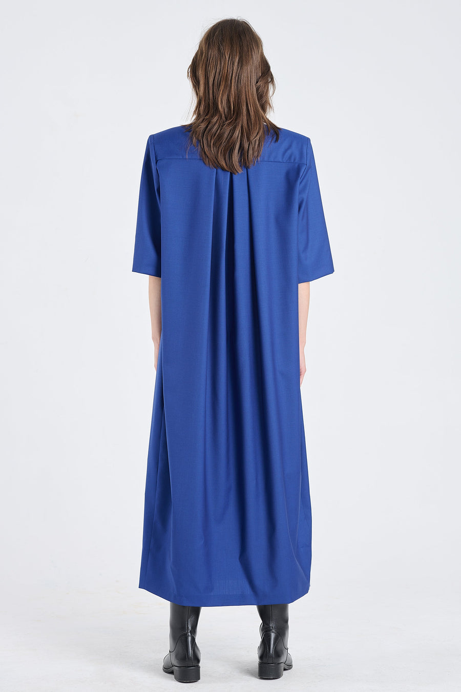 Ultramarine wool dress with shoulder pads