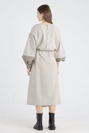 Grey beige wool light dress