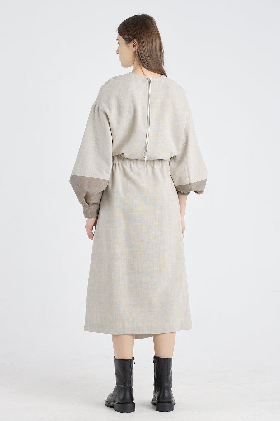 Grey beige wool light dress