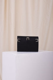 Black aniline leather multi-strap bag