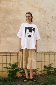 White cotton jersey "H-LOGO" boxy t-shirt