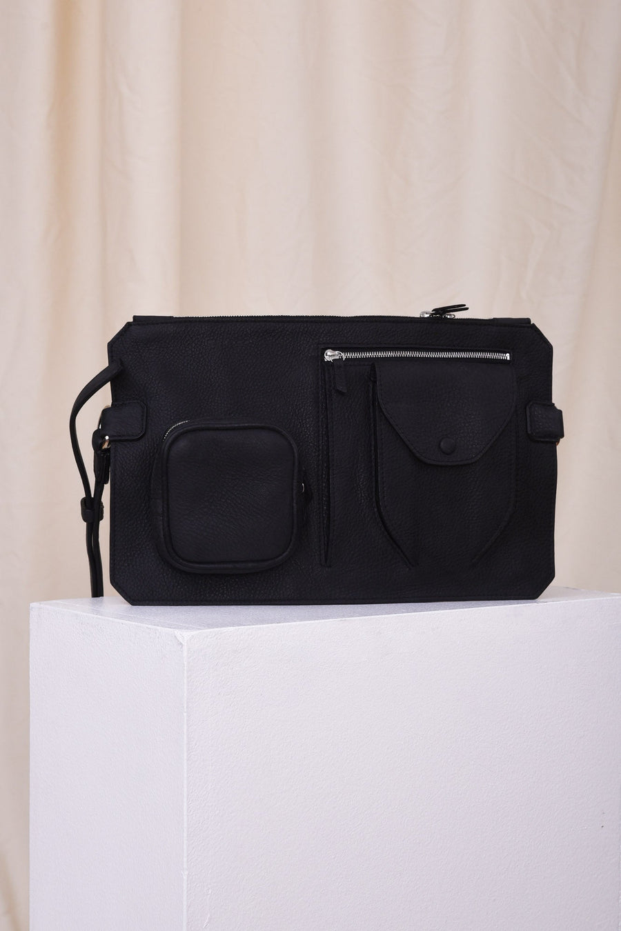 Black leather belt bag