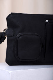 Black leather belt bag