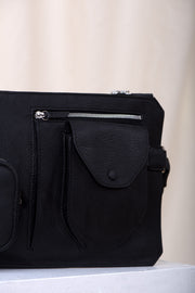 Black leather belt bag