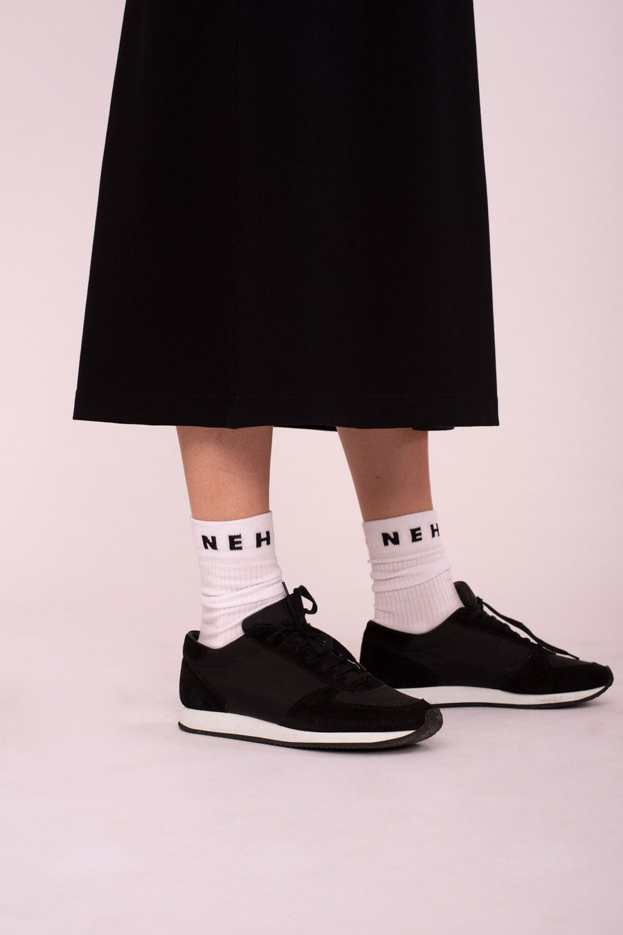 Black leather marathon unisex sneakers