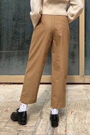 Brown beige flannel wool pants