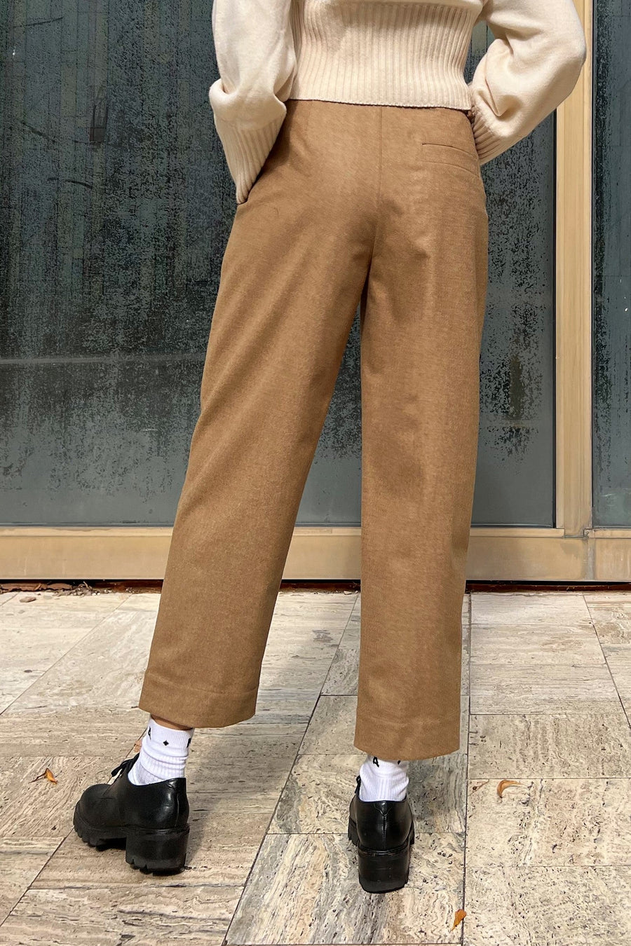 Brown beige flannel wool pants