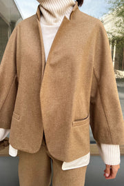 Brown beige merino flannel jacket