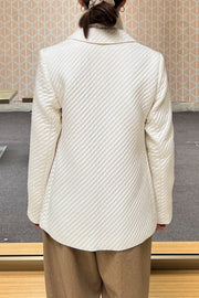 Off white quilted wool suiting jacket