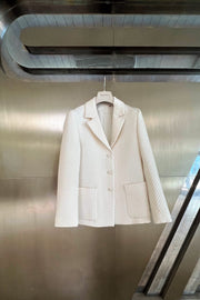 Off white quilted wool suiting jacket