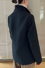 Black quilted wool suiting jacket