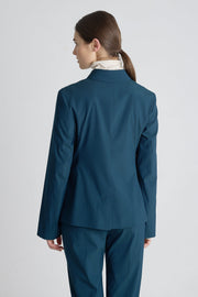 Teal green wool fitted military jacket