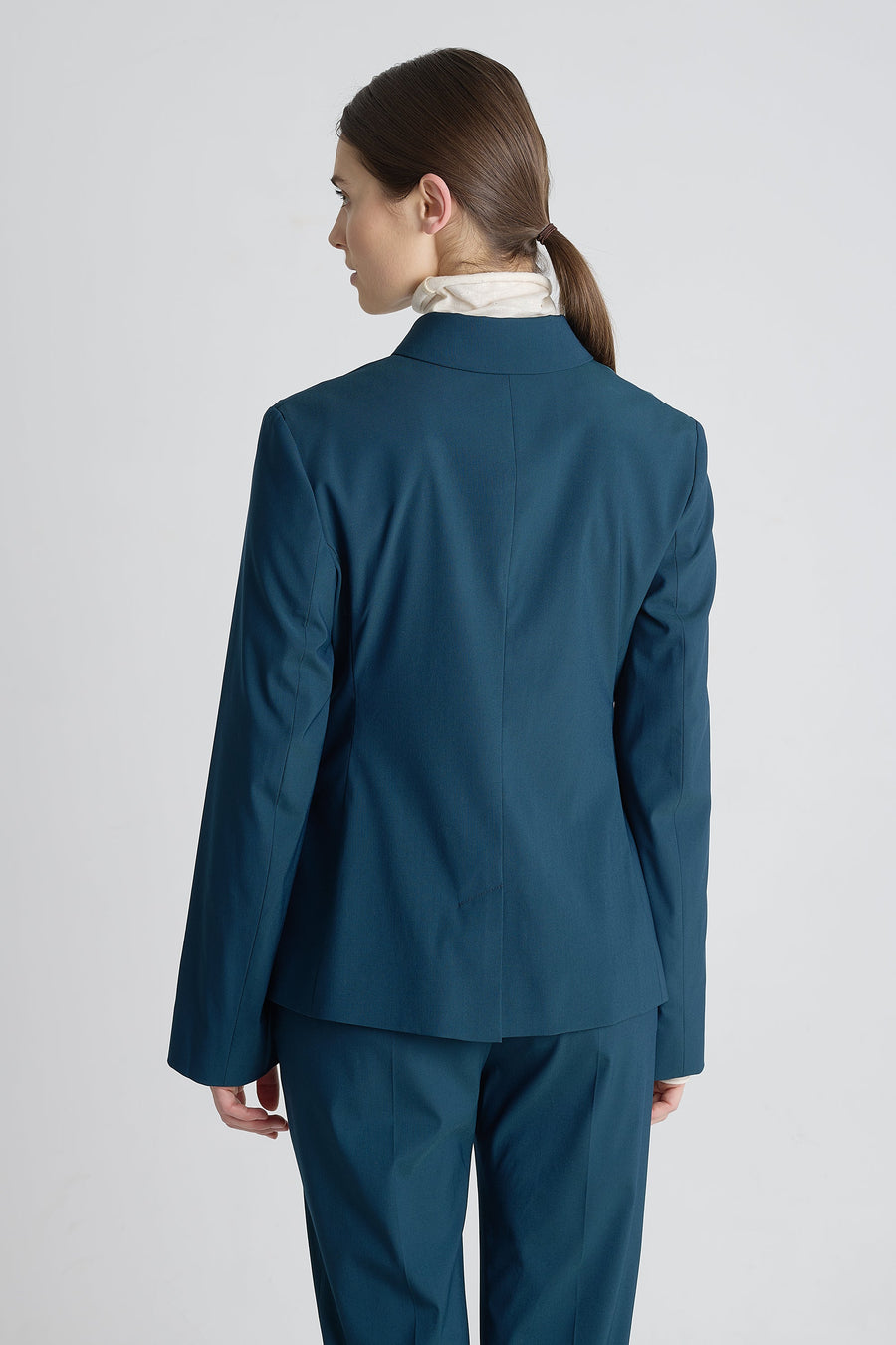 Teal green wool fitted military jacket