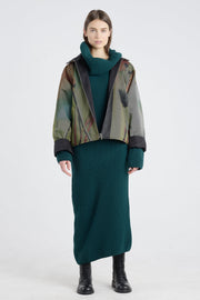 Multicolor warp print cotton reversible jacket