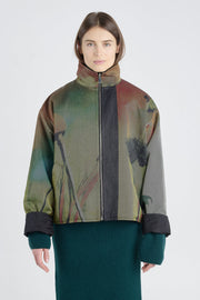 Multicolor warp print cotton reversible jacket