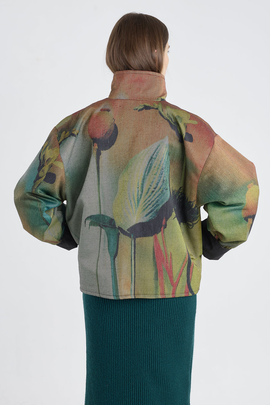 Multicolor warp print cotton reversible jacket