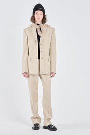 Sand wool tweed jacket with belt