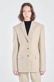 Sand wool tweed jacket with belt